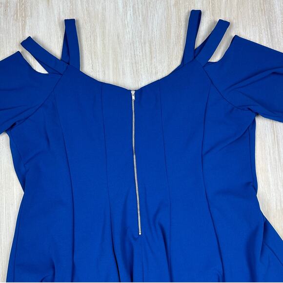 Lane Bryant Royal Blue Off Shoulder Strappy Fit & Flare Sweetheart Neck Dress 24 - Picture 7 of 15